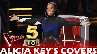 TOP 5 ALICIA KEYS COVERS ON THE VOICE  BEST AUDITIONS [upl. by Nallid]