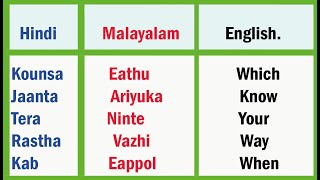 100 useful words In Hindi Malayalam and English Hindi Malayalam DictionaryPart 3 [upl. by Hallock425]