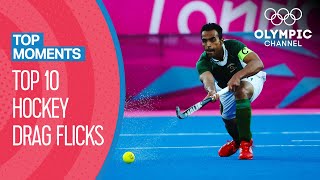 Top 10 Mens Hockey Drag Flicks at the Olympics  Top Moments [upl. by Chase]