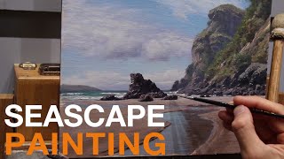 Painting a SEASCAPE How to create DEPTH in an oil painting [upl. by Deehsar125]