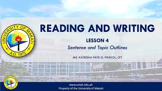 Lesson 4 Sentence and Topic Outlines  Reading and Writing [upl. by Anairda]