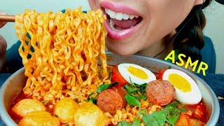 ASMR SAMYANG FIRE NOODLES STEW  Fish Balls Sausage No Talking 먹방 suellASMR [upl. by Laira]