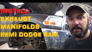 Installing Exhaust Manifolds  Hemi Dodge Ram [upl. by Tyne211]